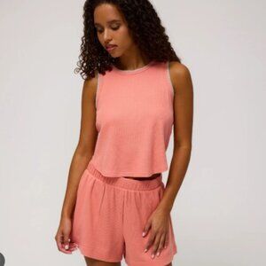 HONEYDEW INTIMATES 2-Piece Waffle Pajama Set – Coral / Peach M